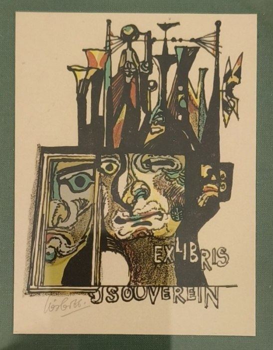 Josef Liesler (1912 - 2005) - Ex Libris J. Souverein - litografie