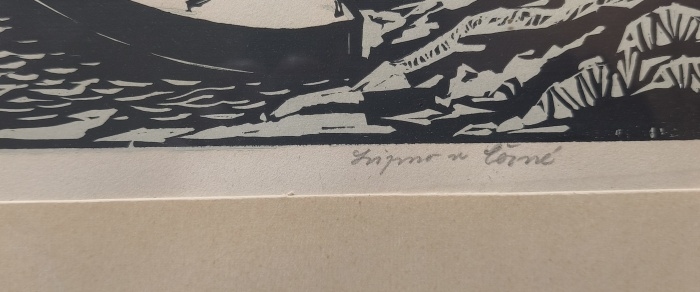 Karel Štěch (1908–1982) - Lipno u Černé (dvoubarevný dřevoryt)