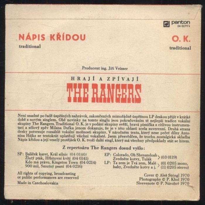 The Rangers - Nápis křídou / O.K. (SP)