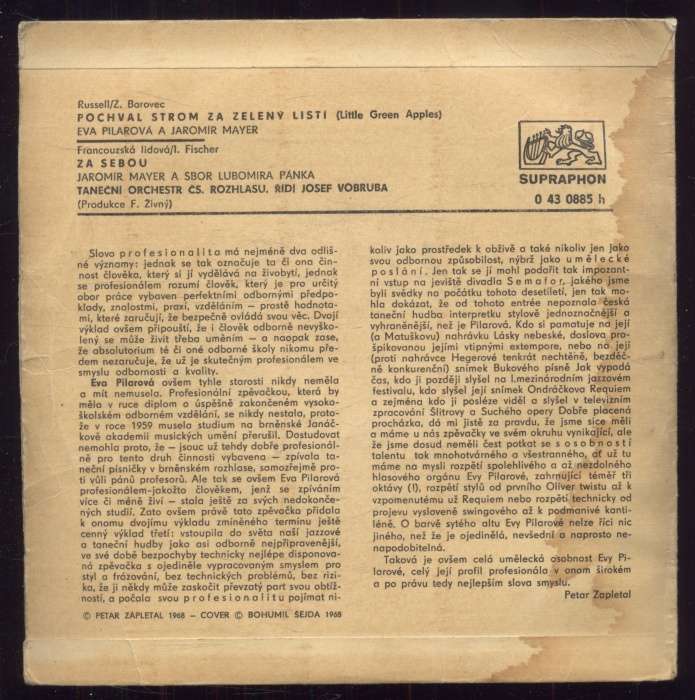 Eva Pilarová - Pochval strom za zelený listí / Za sebou (SP)