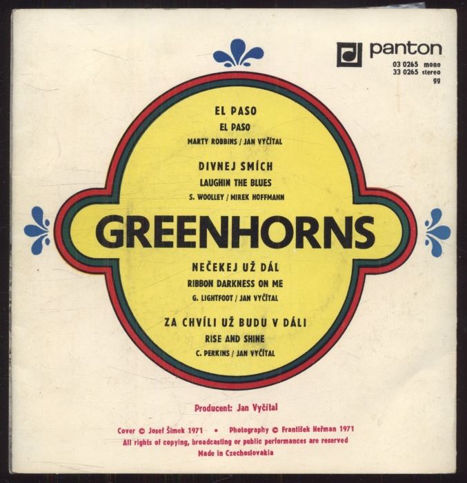 Greenhorns - El Paso; Divnej smích / Nečekej už dál; Za chvíli už budu v dáli (EP)