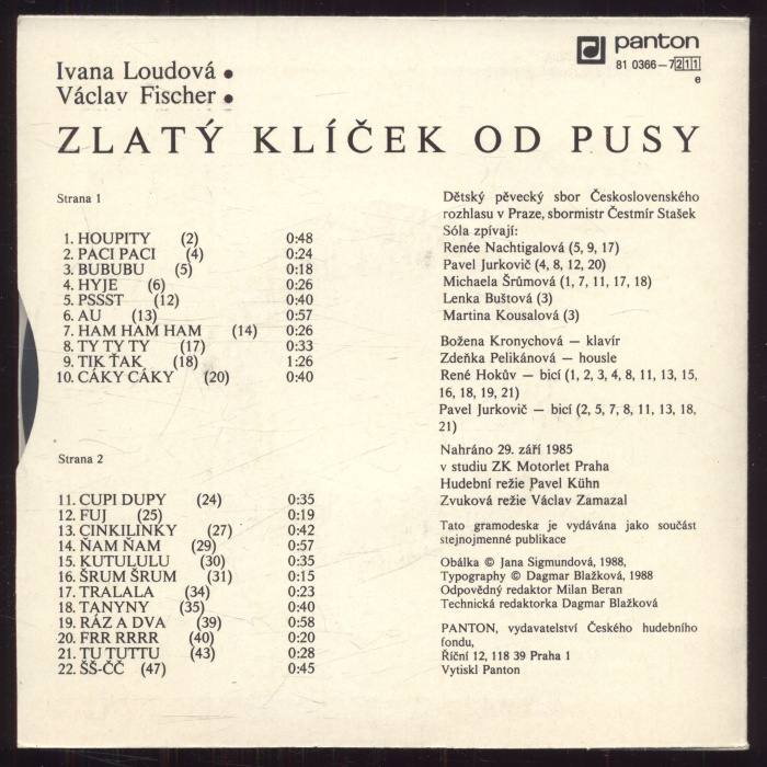 Ivana Loudová, Václav Fischer, Dětský pěvecký sbor Československého rozhlasu - Zlatý klíček od pusy (EP)