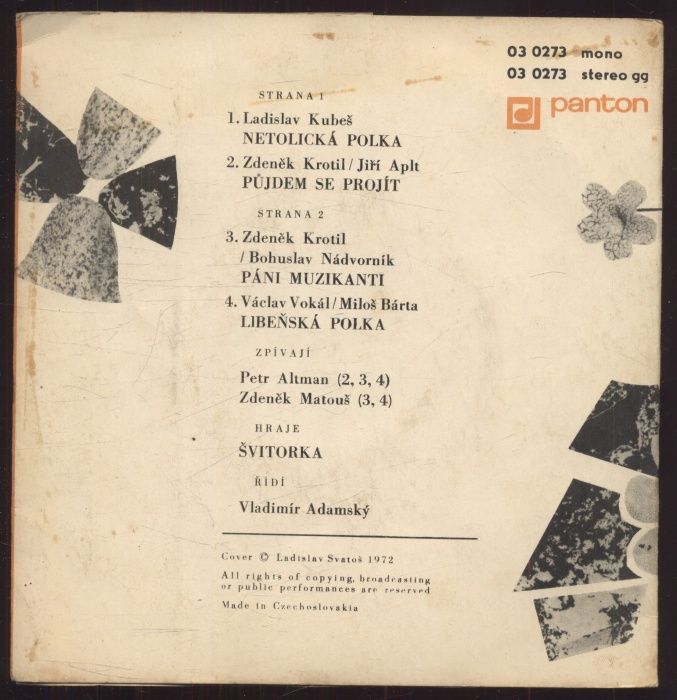 Švitorka - Netolická polka; Půjdem se projít / Páni muzikanti; Libeňská polka (EP)