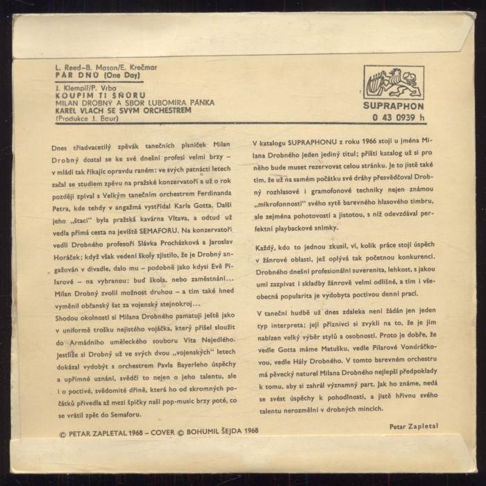 Milan Drobný - Pár dnů / Koupím ti šňůru (SP)