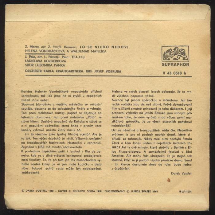Helena Vondráčková, Waldemar Matuška - To se nikdo nedoví / Hajej (SP)