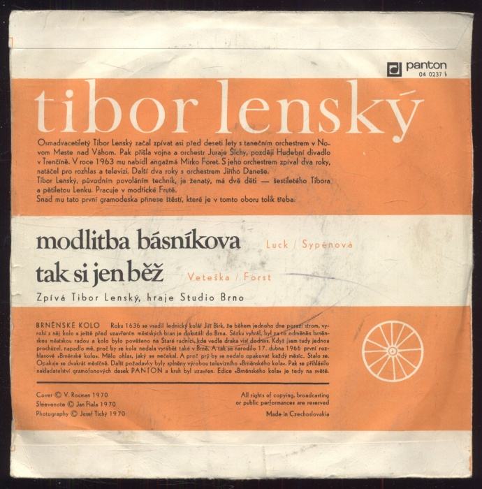 Tibor Lenský - Modlitba básníkova / Tak si jen běž (SP)